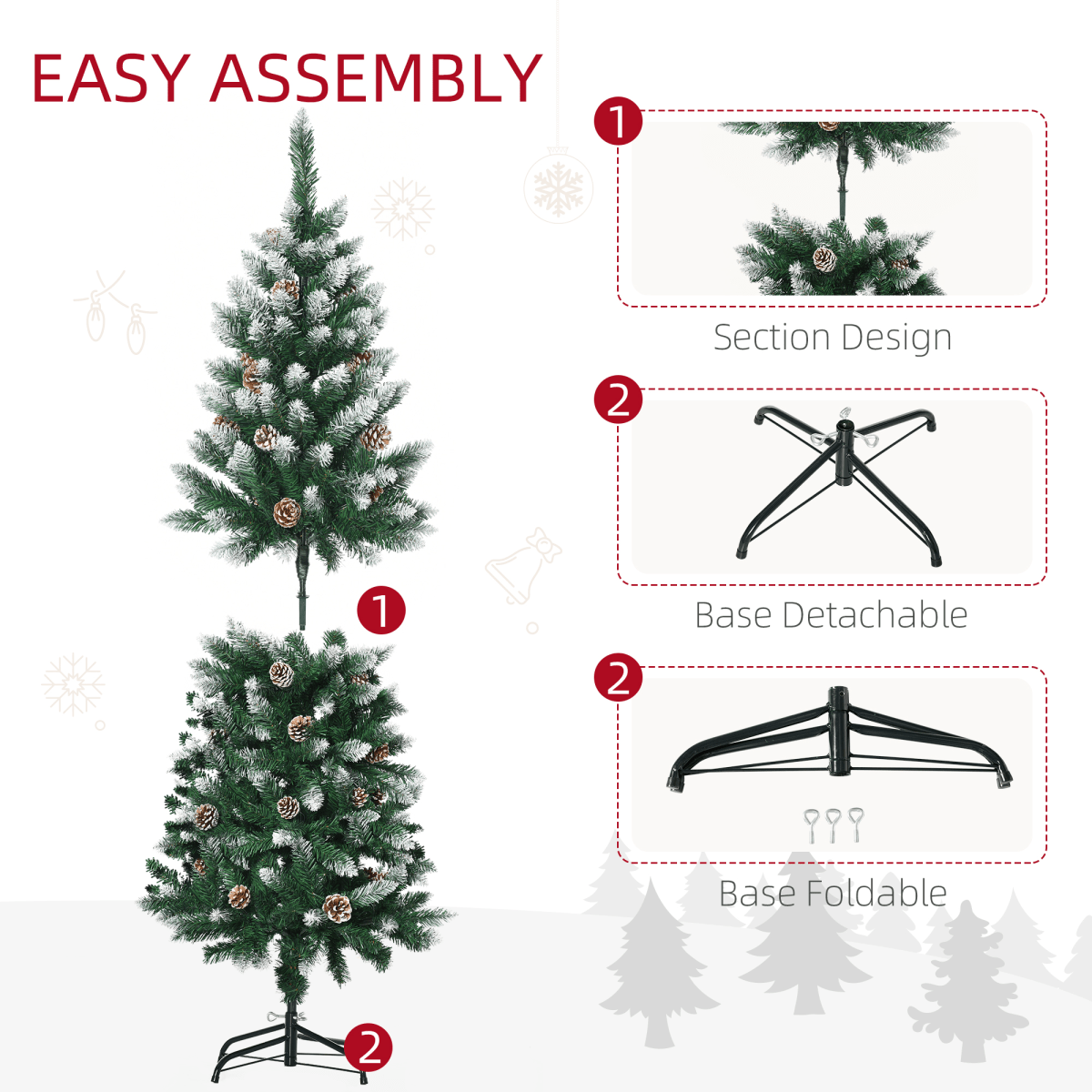 Sparkling 5' Snowy Pine Cone Artificial Christmas Tree for Festive Home Decor - plants - express.com