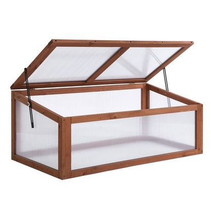 Square Wooden Greenhouse with Tilted Top – Polycarbonate Cold Frame for Gardens - plants - express.com