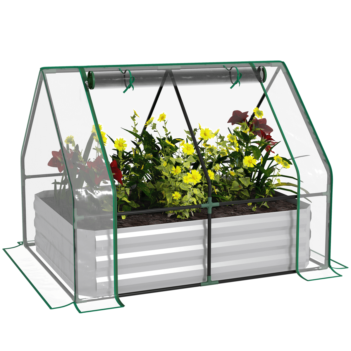 Steel Raised Garden Planter Box Kit with Greenhouse, for Dual Use, Clear - plants - express.com