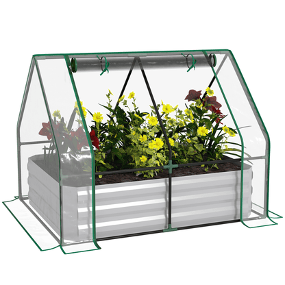 Steel Raised Garden Planter Box Kit with Greenhouse, for Dual Use, Clear - plants - express.com