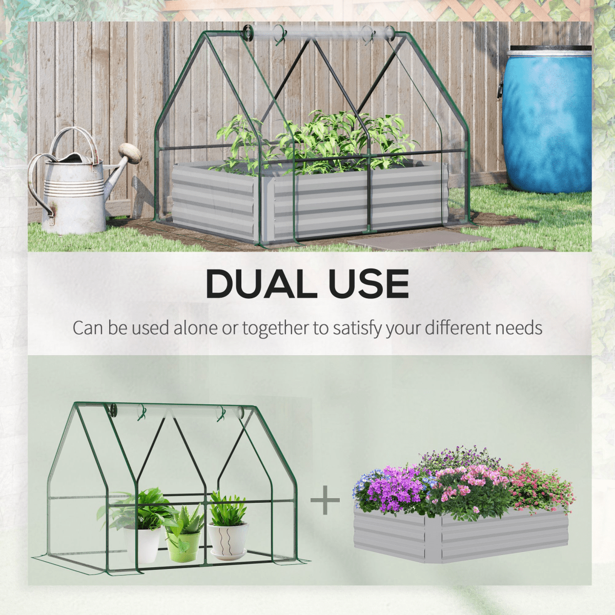 Steel Raised Garden Planter Box Kit with Greenhouse, for Dual Use, Clear - plants - express.com