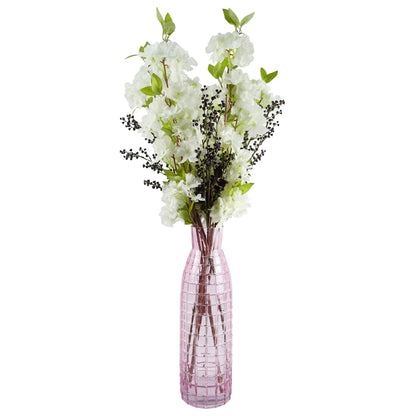 Stunning 100cm White Silk Blossom & Berry Arrangement with Glass Vase - plants - express.com