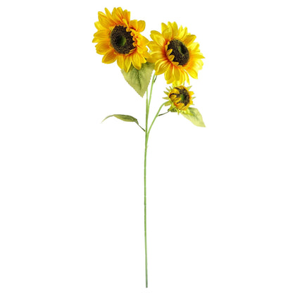 Stunning 100cm Yellow Sunflower & Palm Leaf Arrangement in Glass Vase - plants - express.com