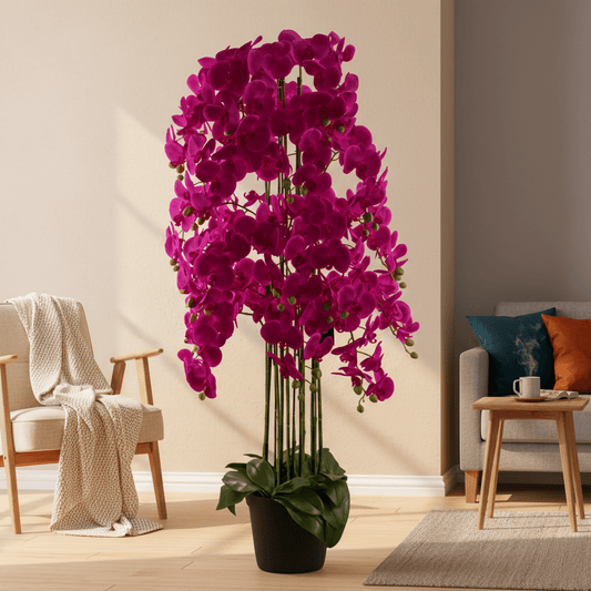 Stunning 150cm Giant Real Touch Purple Orchid – 189 Flowers, Perfect Home Décor! - plants - express.com