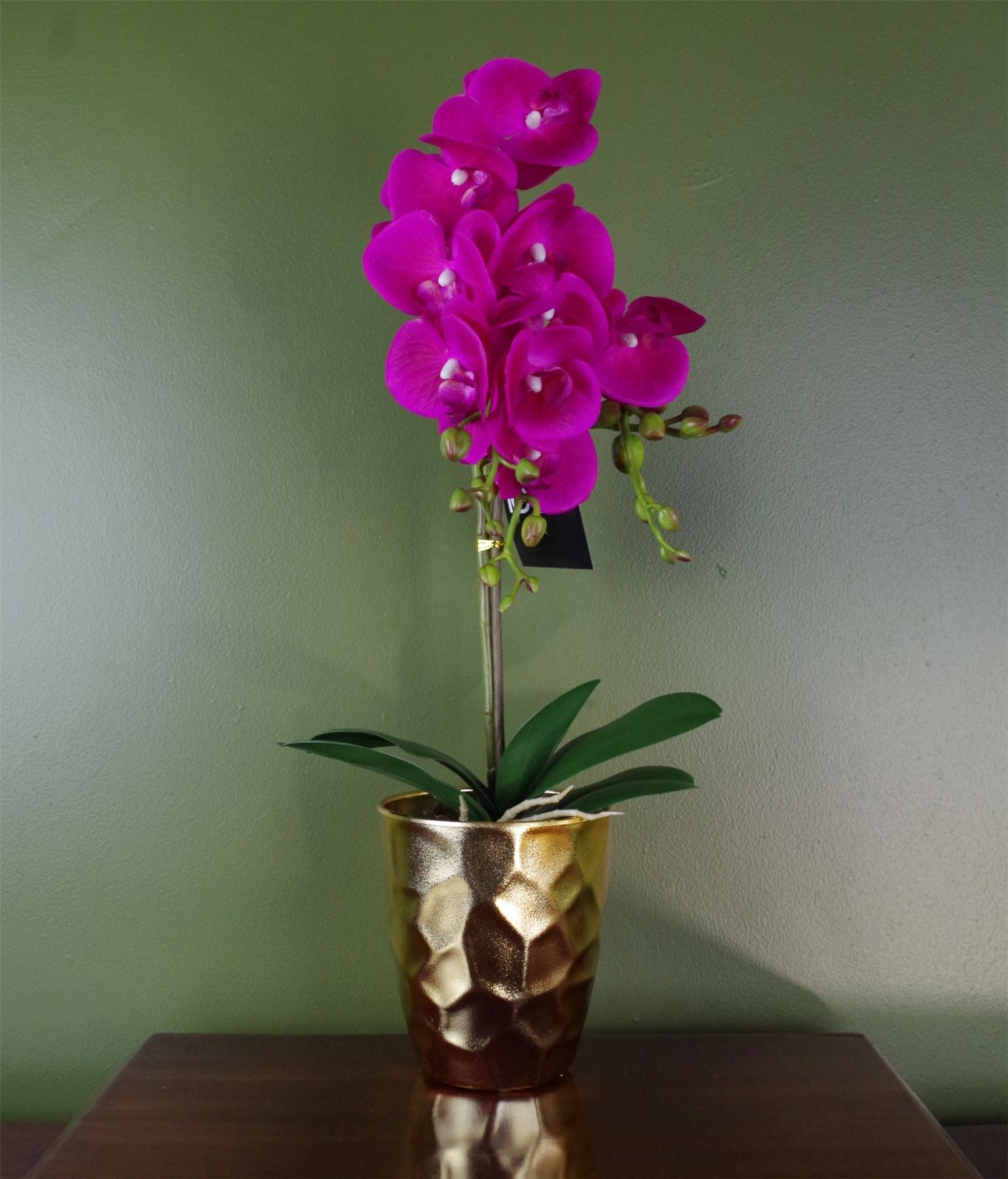 Stunning 54cm Dark Pink Artificial Orchid in Elegant Gold Pot - plants - express.com