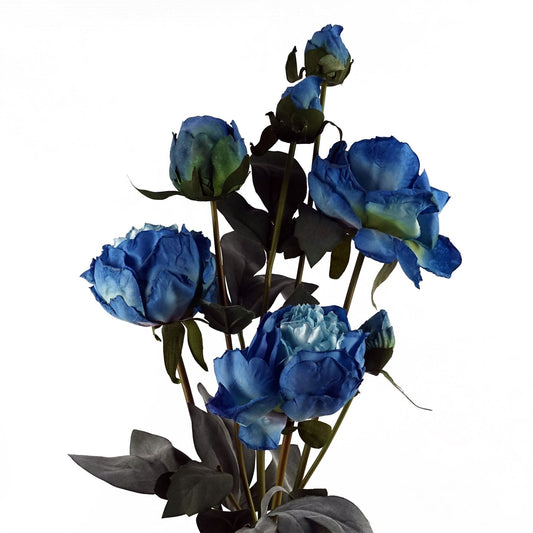 Stunning 55cm Blue Peony Spray - Lifelike Artificial Flowers & Buds! - plants - express.com
