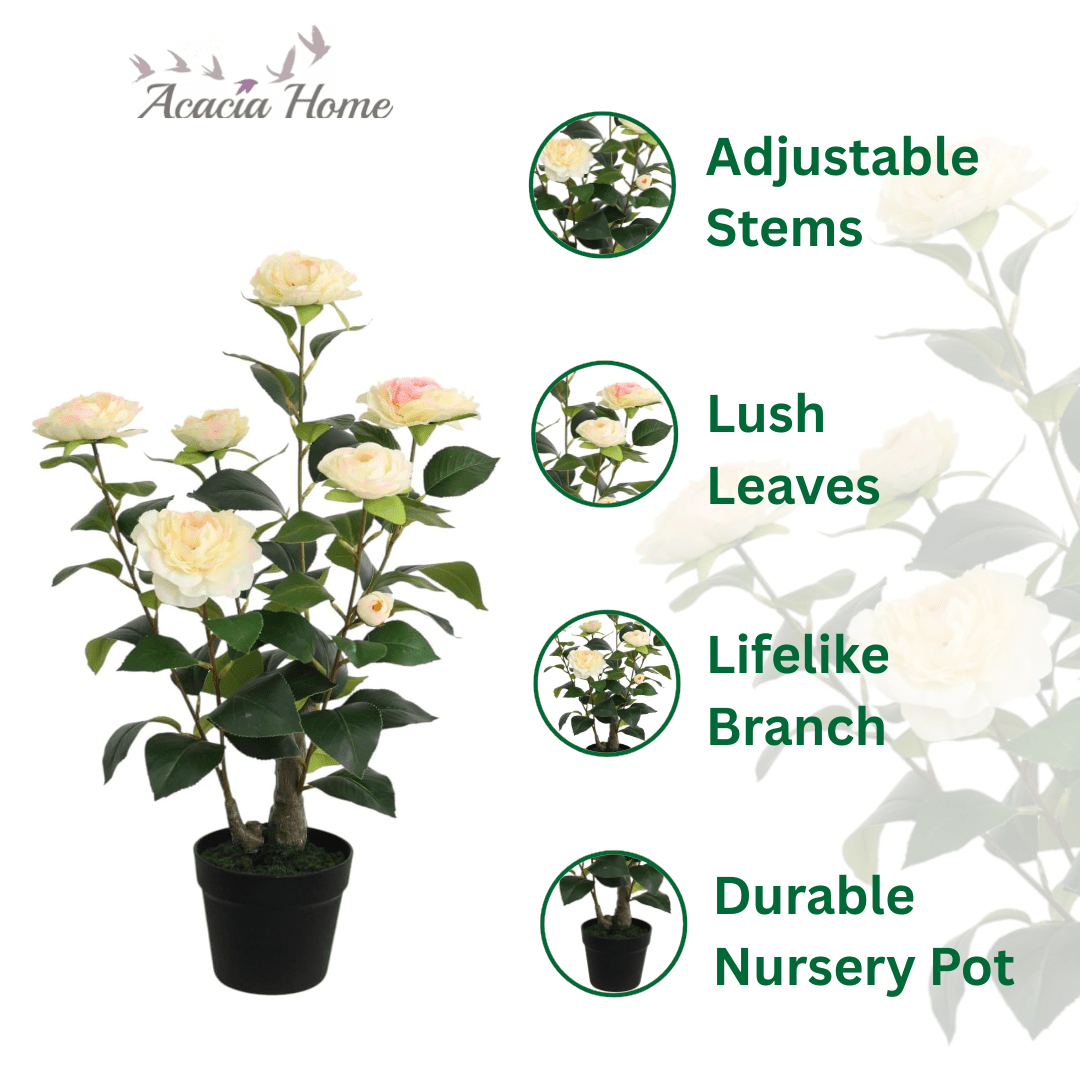 Stunning 58CM Artificial Camellia Plant - Lifelike & Maintenance - Free Beauty! - plants - express.com