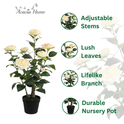 Stunning 58CM Artificial Camellia Plant - Lifelike & Maintenance - Free Beauty! - plants - express.com