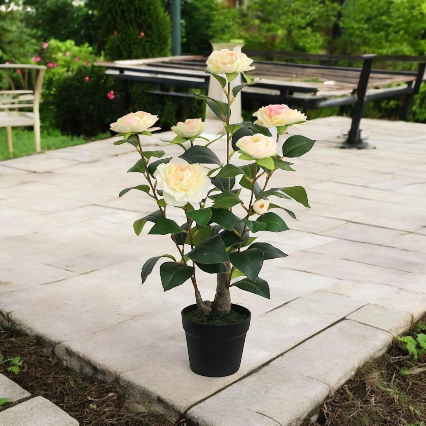 Stunning 58CM Artificial Camellia Plant - Lifelike & Maintenance - Free Beauty! - plants - express.com