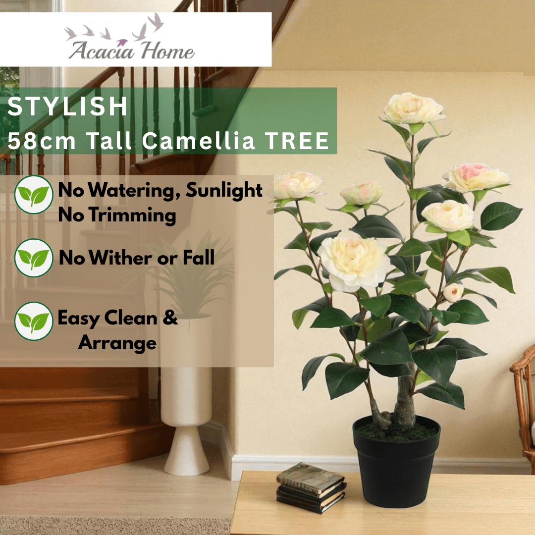 Stunning 58CM Artificial Camellia Plant - Lifelike & Maintenance - Free Beauty! - plants - express.com