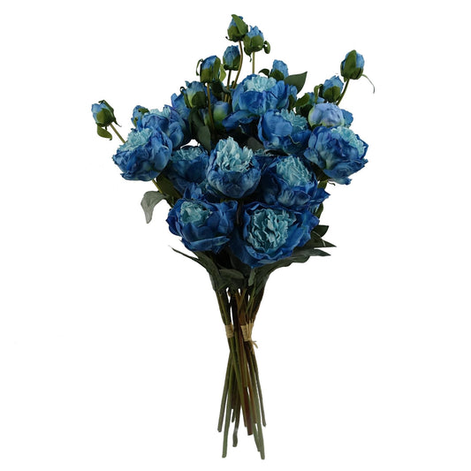 Stunning 6 - Pack Blue Peony Artificial Flower Stems - 24 Blooms & 18 Buds! - plants - express.com