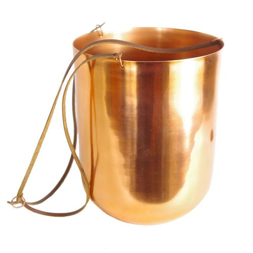 Stunning 60cm Copper Hanging Planter with Lifelike Evergreen Fern - plants - express.com
