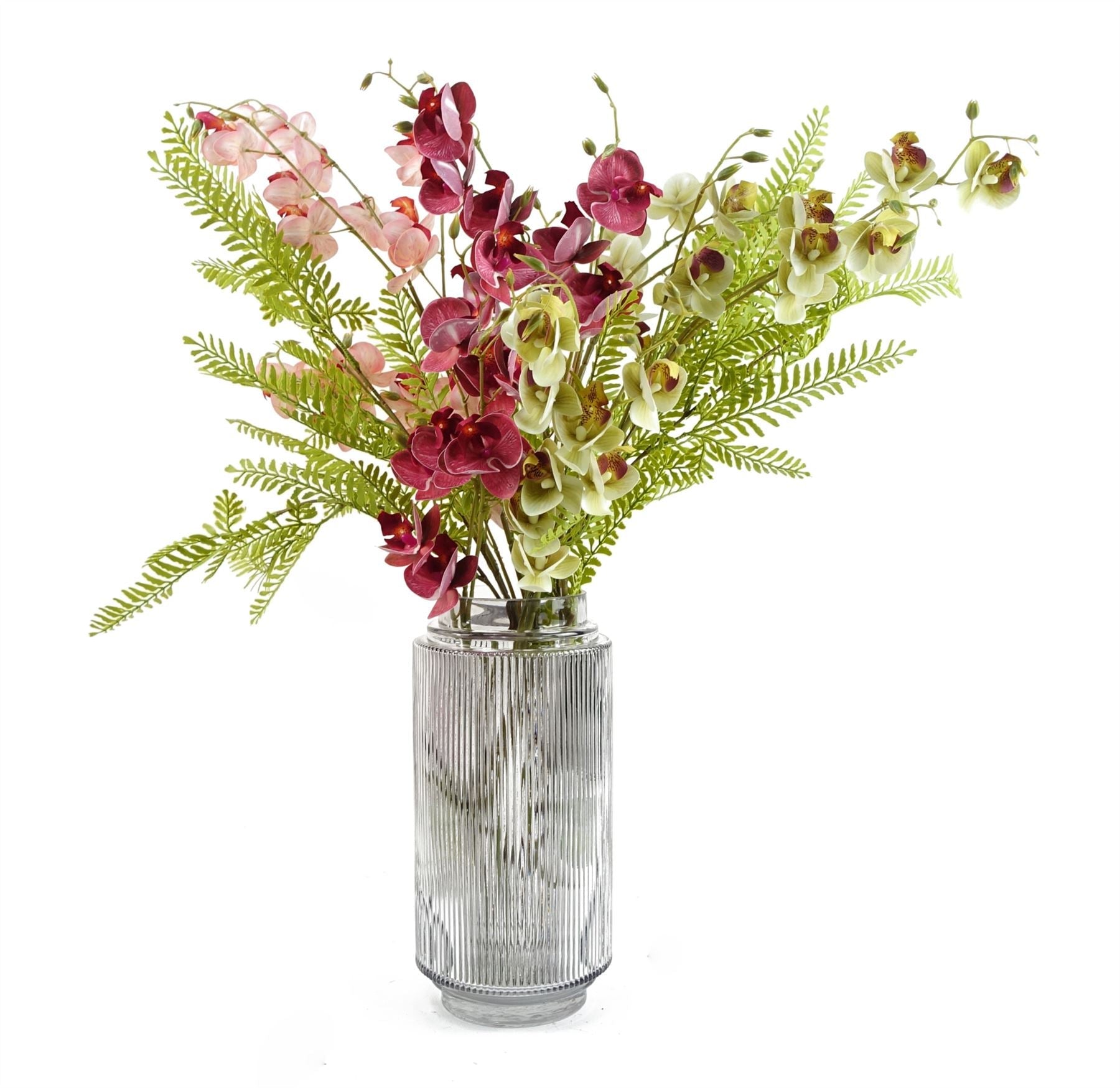 Stunning 65cm Wild Orchid & Fern Arrangement in Elegant Glass Vase - plants - express.com