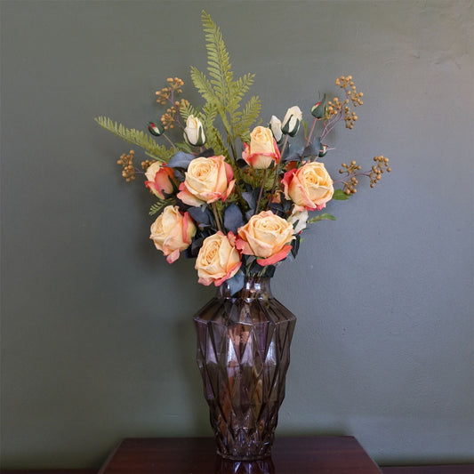 Stunning 65cm Yellow Rose & Glass Vase Set for Elegant Décor - plants - express.com