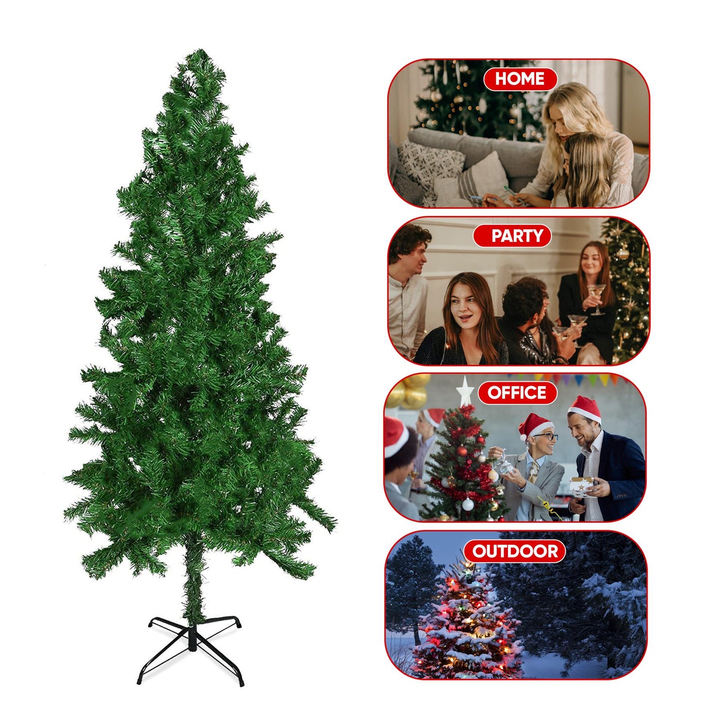 Stunning 6FT Green Artificial Christmas Tree with Metal Stand - Indoor Use - plants - express.com
