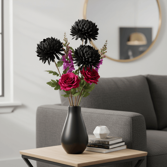 Stunning 75cm Black Silk Reflex Chrysanthemum - Perfect for Luxurious Arrangements - plants - express.com