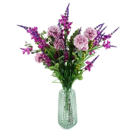 Stunning 80cm Pink Carnation & Larkspur Floral Arrangement in Glass Vase - plants - express.com