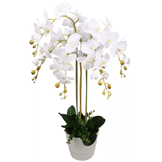 Stunning 85cm Artificial White Bush Orchid in Elegant White Pot - plants - express.com