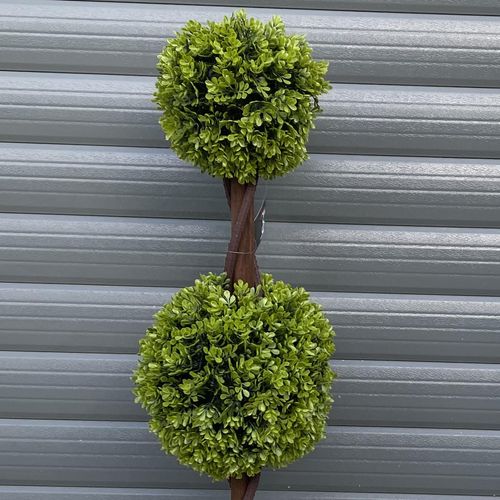 Stunning 90cm Green Double Ball Topiary Trees - Realistic Outdoor Decor Pair - plants - express.com