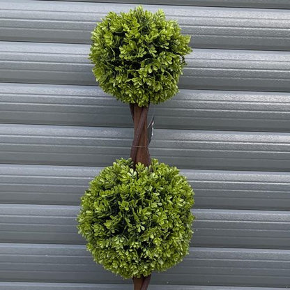 Stunning 90cm Green Double Ball Topiary Trees - Realistic Outdoor Decor Pair - plants - express.com