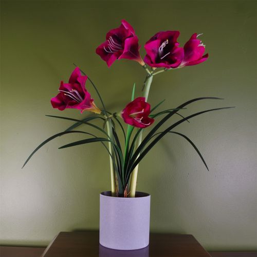 Stunning Pink Artificial Amaryllis Plant - Lifelike Home Décor Masterpiece! - plants - express.com