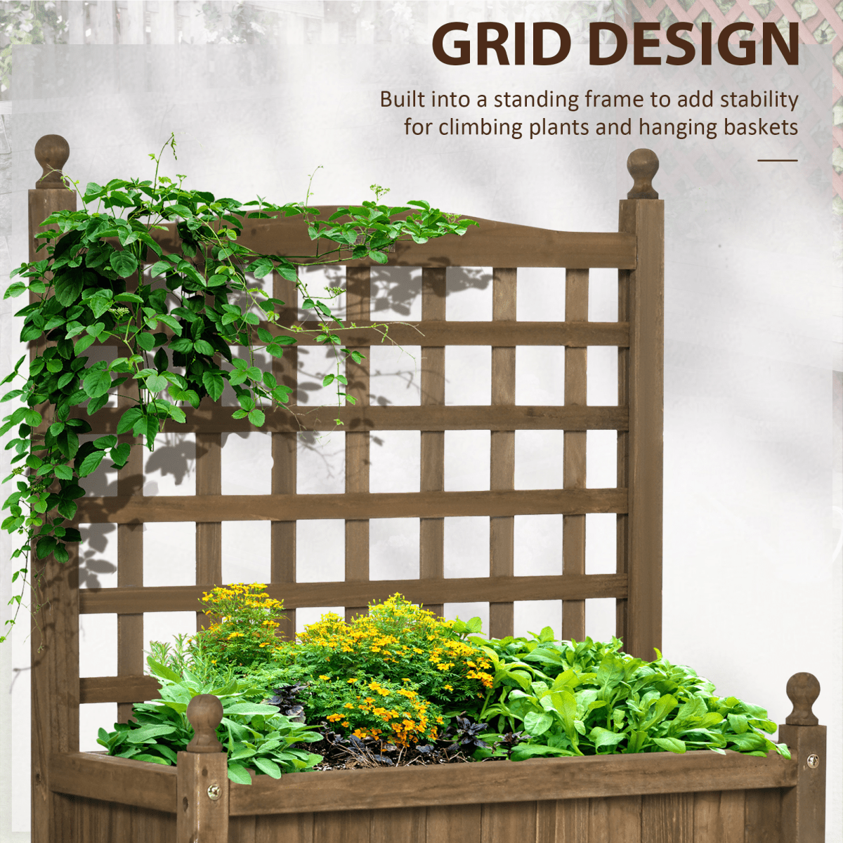 Sturdy Garden Planters with Trellis for Climbing Vines - Indoor/Outdoor Brown - plants - express.com