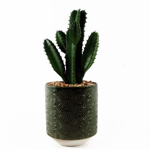 Stylish 23cm Artificial Cactus in Chic Green Ceramic Planter – No Mess, Just Style! - plants - express.com