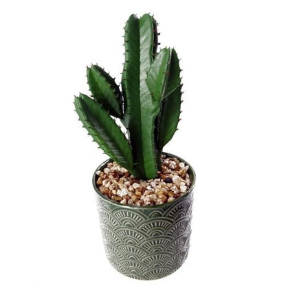 Stylish 23cm Artificial Cactus in Chic Green Ceramic Planter – No Mess, Just Style! - plants - express.com