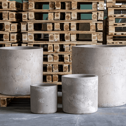 Stylish Aurella Truffle Concrete Cylinder Planter - 40cm 34L for All Spaces - plants - express.com
