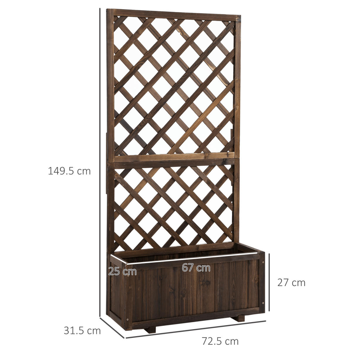 Stylish Wooden Pine Trough Planter with Climbing Trellis for Vibrant Gardens - plants - express.com