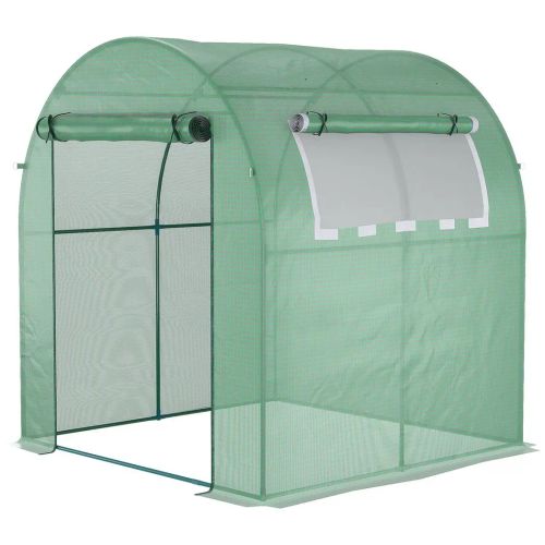 Polytunnel Greenhouse with Mesh Windows & Steel Frame – 1.8 x 1.8 x 2m