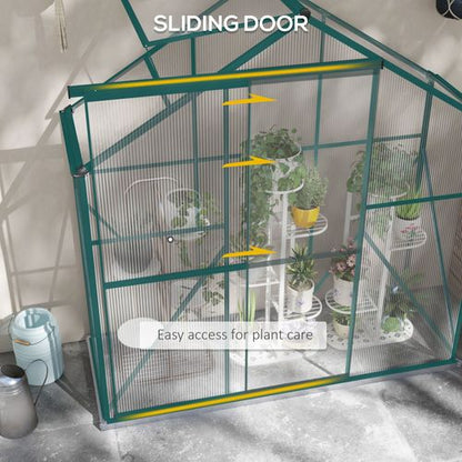 6 x 2.5ft Polycarbonate Greenhouse – Compact Aluminium Garden Greenhouse