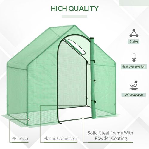 Walk-In Portable Mini Greenhouse – Steel Frame & Vent Window (Green)