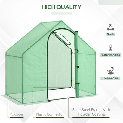 Walk-In Portable Mini Greenhouse – Steel Frame & Vent Window (Green)
