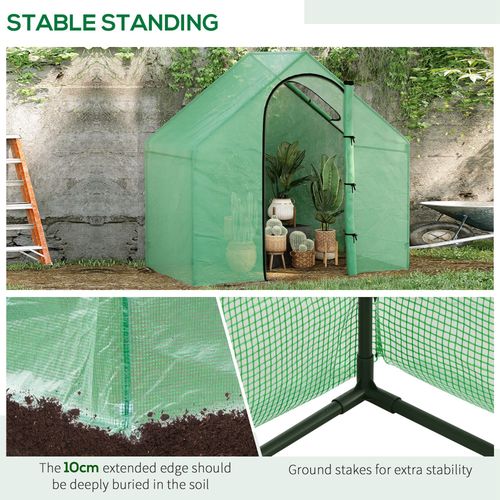 Walk-In Portable Mini Greenhouse – Steel Frame & Vent Window (Green)