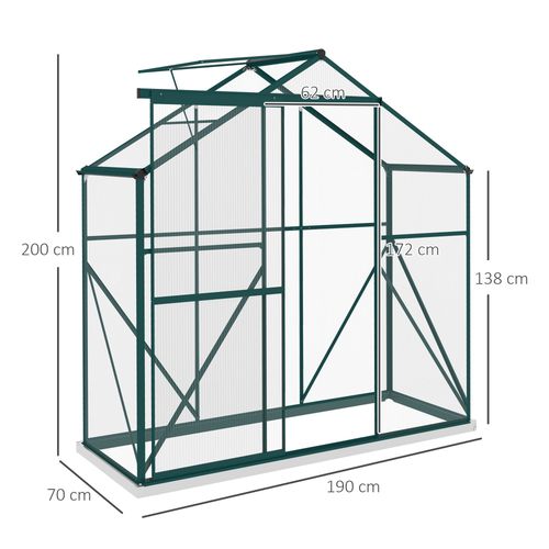 6 x 2.5ft Polycarbonate Greenhouse – Compact Aluminium Garden Greenhouse