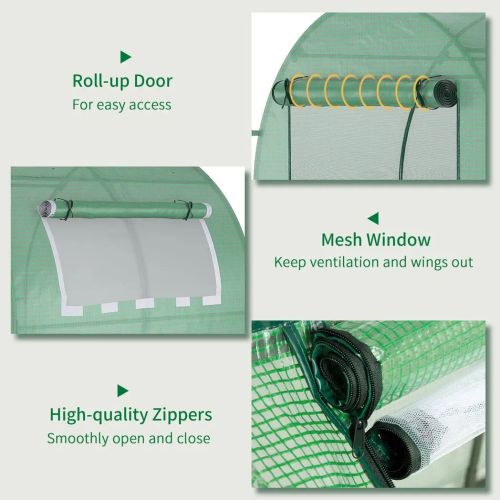 Polytunnel Greenhouse with Mesh Windows & Steel Frame – 1.8 x 1.8 x 2m