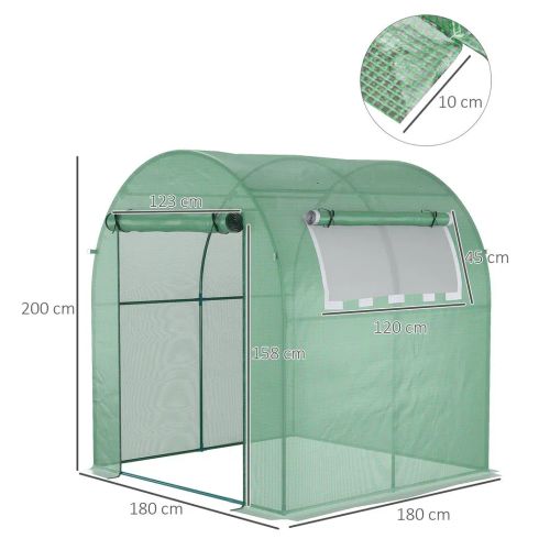 Polytunnel Greenhouse with Mesh Windows & Steel Frame – 1.8 x 1.8 x 2m