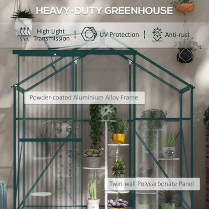 6 x 2.5ft Polycarbonate Greenhouse – Compact Aluminium Garden Greenhouse