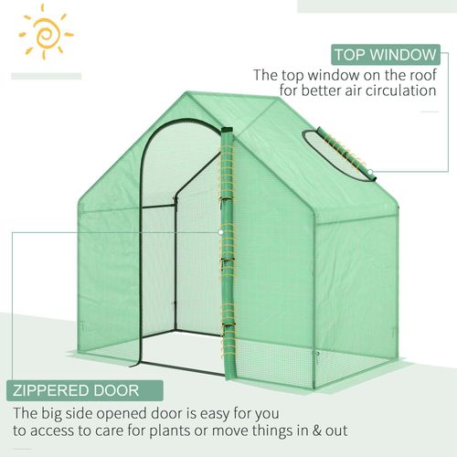 Walk-In Portable Mini Greenhouse – Steel Frame & Vent Window (Green)
