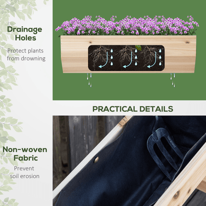 Versatile A - Frame Wooden Raised Garden Bed with Three Fabric - Lined Planters - plants - express.com