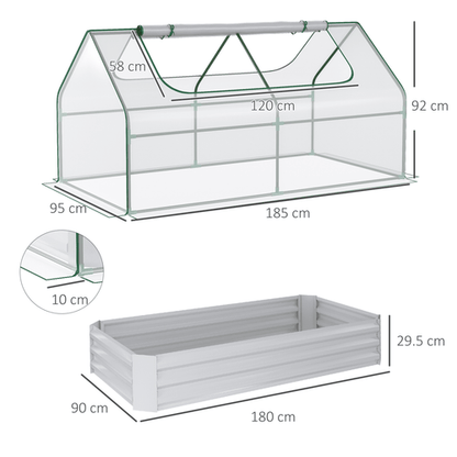 Versatile Dual - Use Steel Raised Garden Bed with Greenhouse Cover – Clear - plants - express.com