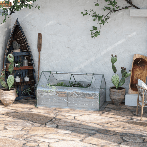 Versatile Dual - Use Steel Raised Garden Bed with Greenhouse Cover – Clear - plants - express.com