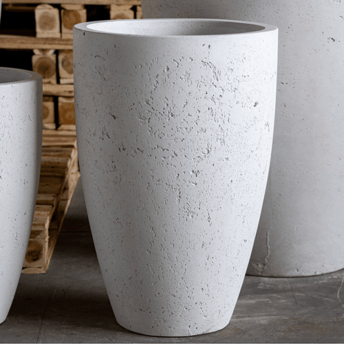 Vessara White Mist: 55cm Tall Concrete Planter for Stunning Vertical Displays - plants - express.com