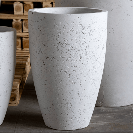 Vessara White Mist: 55cm Tall Concrete Planter for Stunning Vertical Displays - plants - express.com