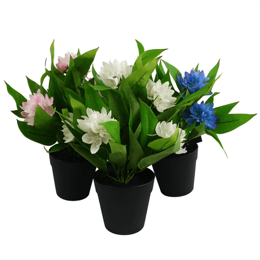 Vibrant 3 - Pack Artificial Freesia Plants - Pink, White & Blue Blossoms - plants - express.com