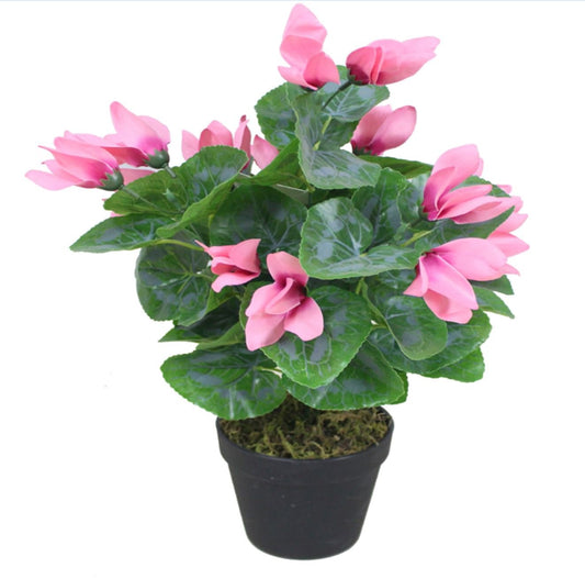 Vibrant 38cm Pink Artificial Cyclamen Plant – Perfect Indoor Décor - plants - express.com