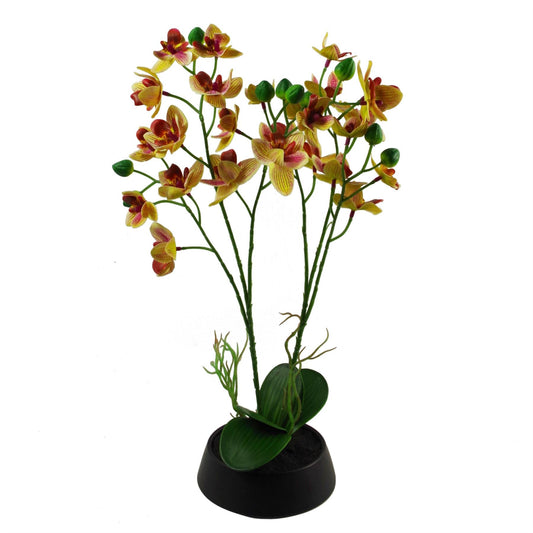 Vibrant 43cm Pink & Yellow Artificial Orchid in Elegant Ceramic Planter - plants - express.com