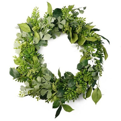 Vibrant 50cm Artificial Fern Wreath – Perfect for Any Door Decor! - plants - express.com