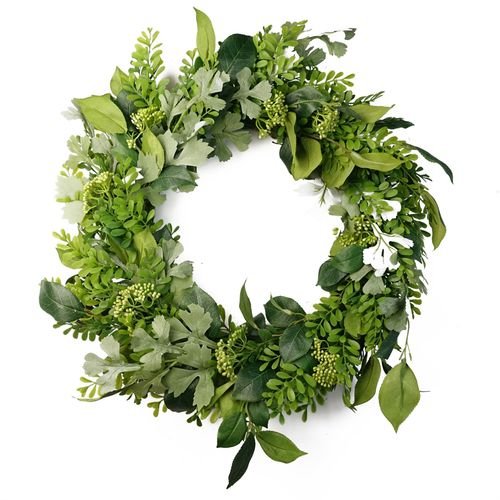 Vibrant 50cm Artificial Fern Wreath – Perfect for Any Door Decor! - plants - express.com